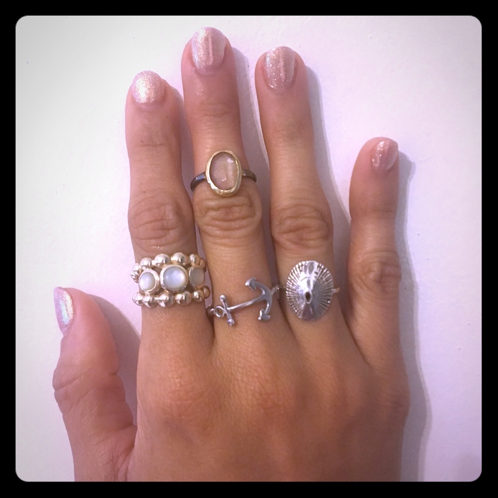 4 Sterling Rings Sea Shell  Mermaid Inspo